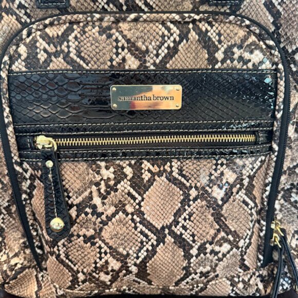 Samantha Brown Embossed Python/Snakeskin backpack - Picture 3 of 15